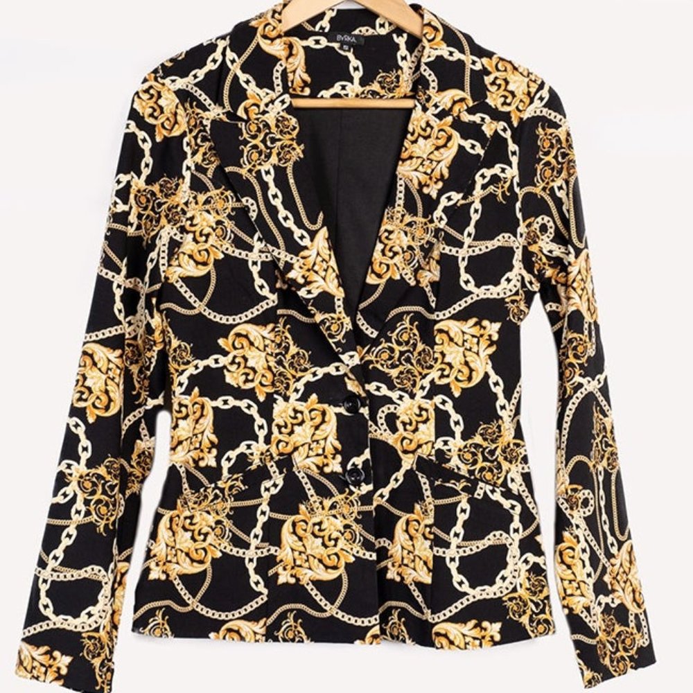 Chain print blazer body lined